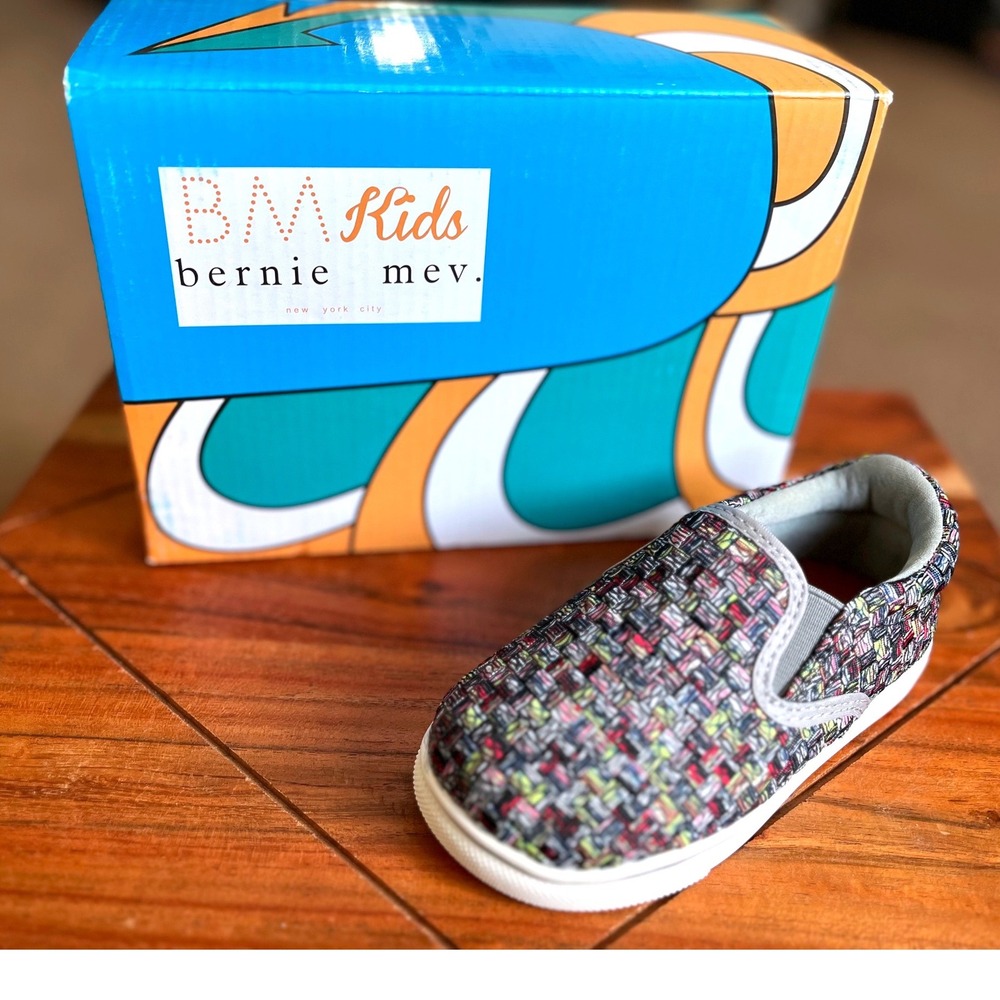Bernie Mev Kids Verona K Ice Multi Color Woven Slip On Sneakers Size 23 EU/US 7